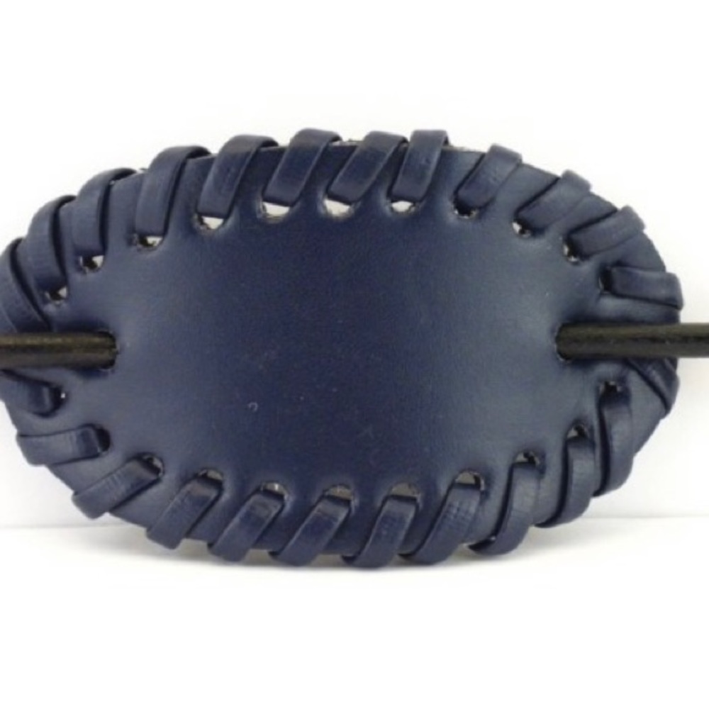 Vintage Black Leather Slide Stick Hair Barrette